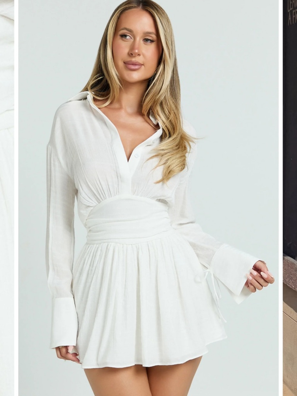 Showpo White Long Sleeve Mini Dress